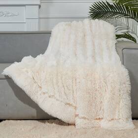Gonaap 767665178641 Faux Fur Throw Blanket Super Soft Cozy Plush Fuzzy Shaggy For