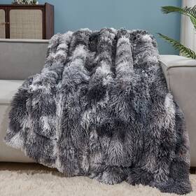 Gonaap 798774948931 Tfuzzy Faux Fur Throw Blanket Tiedye Marble Black Super Soft Cozy Plush Shaggy