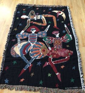 W2565 Goodwin Weavers Rare Cirque Du Soleil Tapestry Throw Blanket Circus