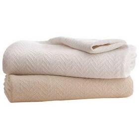 1b07329 Grand Patrician Cotton Twin Blanket 66x90 Natural Chevron Weave Soft Warm Washable Pk4