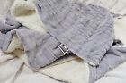 Gray Polar Blanket Sherpa Fur Throw Tache Faux White