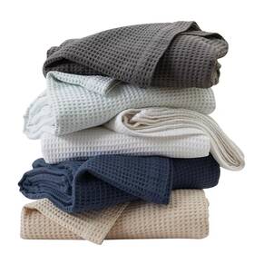 79548393 Great Bay Home 100% Cotton Waffle Weave Blanket Full / Queen White