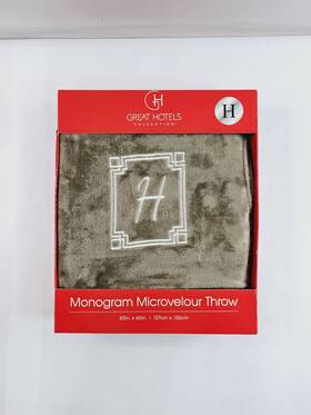 Great Hotels 086569253804 Collections Monogramed Microvelour Throw Inch H New