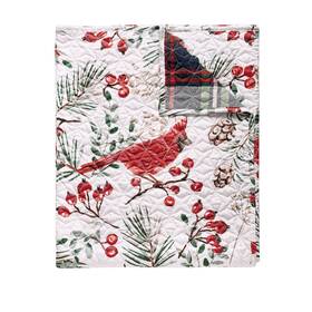 Greenland Home 636047448651 Cardinal Plaid Farmhouse Holiday Quilted Throw Blanket 50 X 60 Inches
