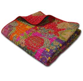 Greenland Home 885876624549 Jewel 100% Cotton Kantha Quilted Throw Blanket 50 X 60 Inches Red