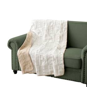Gl-2505cthr Greenland Home Fashions Fashion Reindeer Games Accessory Polyester Jacquard Throw White