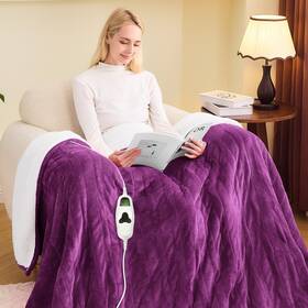 Greenoak 706384352758 Heated Blanket Electric Full 72 Inch X84 Heating 72x84 Taro Purple