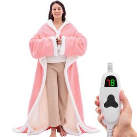 Greenoak 759242545090 Heated Throw Blanket Electric Snuggle - Robe With Foot Pocket For Adul