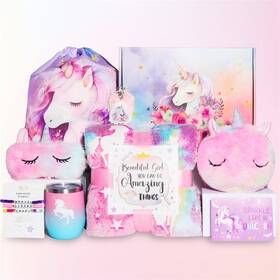 Unicorn-gp-01 Greenpastures Unicorn Gift Box For Girls Ages 5-12 - Glow In The Dark Blanket Stainless St