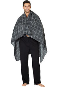 W013743-020 Grey Plaid Fleece Throw Blanket 48inch X 58inch