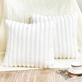 Grineed Gr2 2pc Faux Fur 20inch White Throw Pillow Covers Decorative Set Of 2 20x20 Inch So