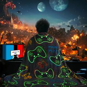 Guguden 758918440646 Glow In The Dark Blanket Gamer Controller Throw Soft Gaming Gifts To