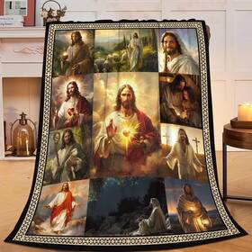 Gyeong 766056445362 Jesus Blanket Throw Stuff Decor Merch Cozy Flannel Soft Warm Pl