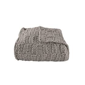 Tr1735-os-tp H Hiend Accents Chess Knit Throw 50x60 Inch Taupe Solid Color Modern Farmhou
