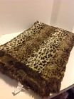 H200601 Dennis Basso Platinum Oversized Faux Fur Throw With Trim Leopard