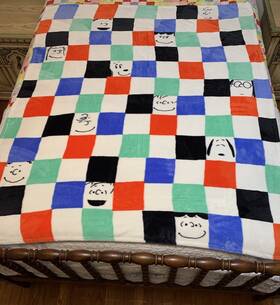 Hallmark 763795821846 Peanuts Gang Checkered Fleece Blanket Throw 57 Inch X 49 Snoopy
