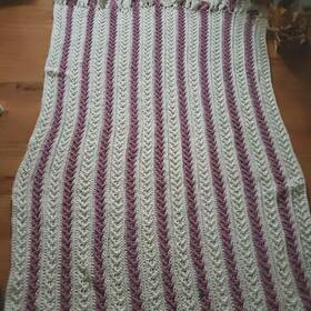 0111111 Handmade Vintage Pink Crochet Blanket Afghan Granny Bed 37.5 Inch X 87