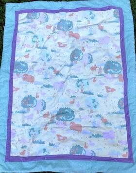 Kcmsmodsyl-7563356654 Handmade Infant Child Quilt Blanket Homemade Blue Sheep Tree 30 Inch X 40 Cat Duck Unisex