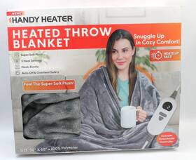 23050 Handy Heater Heated Plush Sherpa Throw Blanket 50 Inch X 60