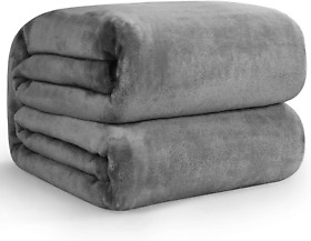 Hansleep Flannel Fleece Throw Blanket Size Microfiber Gray Softest Super