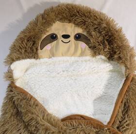 Happy Fuel 745484728964 Sloth Wearable Hooded Blanket For Adults Fluffy Super Soft Sherpa Faux Fur