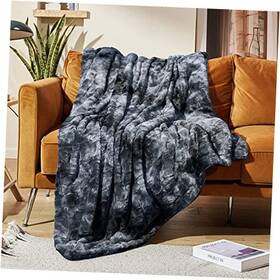 Mf-ff-g5060 Happybull Faux Rabbit Fur Blanket- 50 Inch X 60 Inches Soft Fluffy Cozy Warm Throw Grey