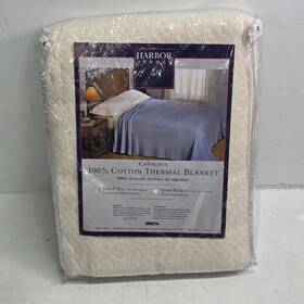 Harbor Home 025853227305 Catalina 100% Cotton Thermal Breathable Bed Blanket Beige Twin Full