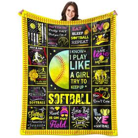 354sidodrt8-sb6050 Harecto Softball Blanket Gifts For Girls Women Ultra Soft Flannel Throw Ligh