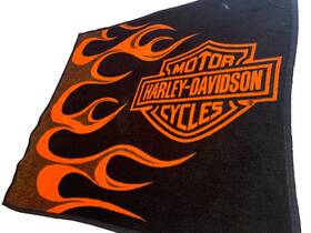 8.24.24 Harley-davidson Plush Fleece Throw Blanket 47 Inch X 54 Black Orange Flame Genuine