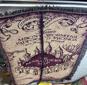 1hpt051000006ret Harry Potter Woven Tapestry Throw Blanket 48 X 60 Inches Marauders Map