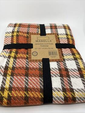 Harvest 743598039181 Nwt Fringe Throw Blanket 50 X 60 Gold Orange Brown White Fall Autumn