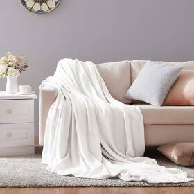 P-b3014 Hboemde Super Soft Lightweight Fleece White Throw Blanket For Couch Sofa Bed 50 Inch X 60