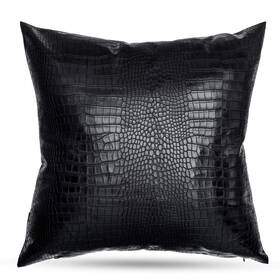 Hddahua 695510817127 Black Crocodile Skin Faux Leather Throw Pillow Covers Modern Co