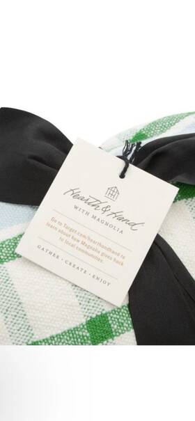 0298 Hearth & Hand 197543912232 And Magnolia Checkered Plaid Woven Throw Blanket Cream Green 50x60 Nwt
