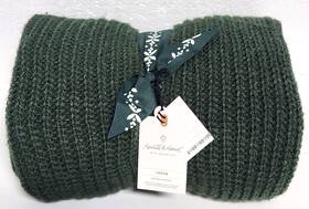 Hearth & Hand With Magnolia 198101640017 Chunky Sweater Knit Throw Blanket Dark Green - And