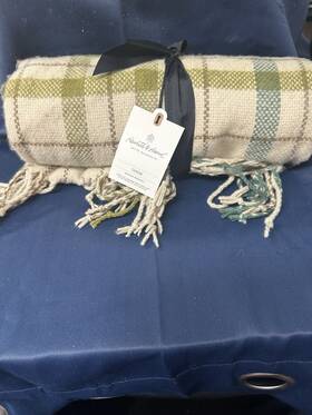 Hearth & Hand With Magnolia 198850521865 Plaid Throw Blanket Beige Brown Green Fringe 60 Inch X 50 And Nwt