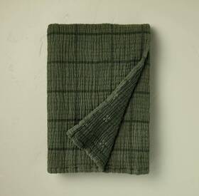 89972709 Hearth & Hand With Magnolia Grid Matelass Throw Blanket Dark Green - And Christmas