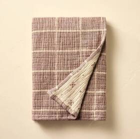 89972767 Hearth & Hand With Magnolia Grid Matelass Throw Blanket Burgundy/beige - And