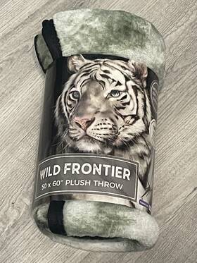 Wm50-066908 Heartland Wild Frontier White Tiger Plush Throw Blanket 50x60 Soft Fleece New
