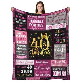Heifam 759242756663 40th Birthday Gifts For Women 40 Year Old Blanket 50x60 Pink