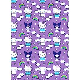Hello Kitty 032281144920 Kuromi Cinamonroll Clouds Rainbows And Friends Soft Flannel Blanket