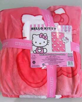 Hello Kitty 032281149918 Valentines Hot Pink Plush Blanket Twin 60x90in Sanrio Soft Htf