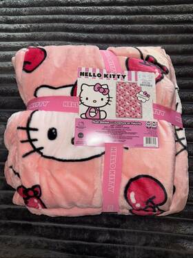 Hello Kitty 032281149956 Pink Valentines Cherries Plush Throw Blanket Twin 60 X 90 Nwt