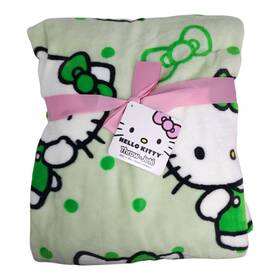Hello Kitty 032281786939 Throw Jet Blanket 60x70 Inch Polyester Green And White St Patricks Day