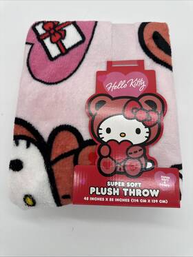 Hello Kitty 032281818944 Valentine Plush Throw Blanket Pink Hearts Love 45x55 Super Soft New