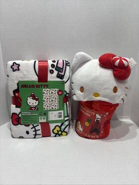 Hello Kitty 073558883142 Blanket Bows Candy Hooded Throw 50 Inch X 70 2 Pc Plush Holiday