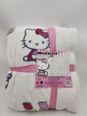 24l044851 Hello Kitty By Sanrio Jfa71-03/24l044851 New Full/queen Plush Blanket 90x90 Inch Tulips And Mushroom Throw