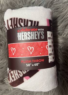 Hershey 194382310366 Hersheys Milk Chocolate Bar Plush Throw Blanket 50x60 Hearts