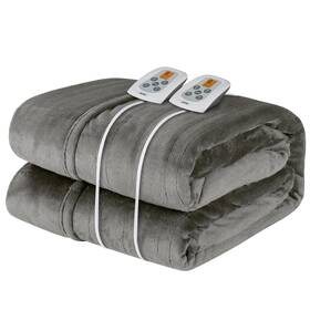 Heynemo 733669210762 Heated Blanket Queen Size With Dual Control 84 Inch X 90 Microplush Flan