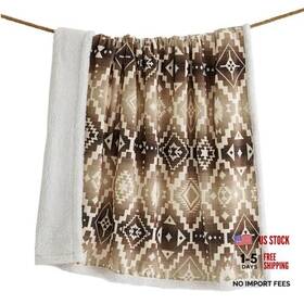 Cf1779th-os-oc Hiend Accents Indigo Hill By Sherpa Throw Blanket Brown Tribal Chalet Aztec